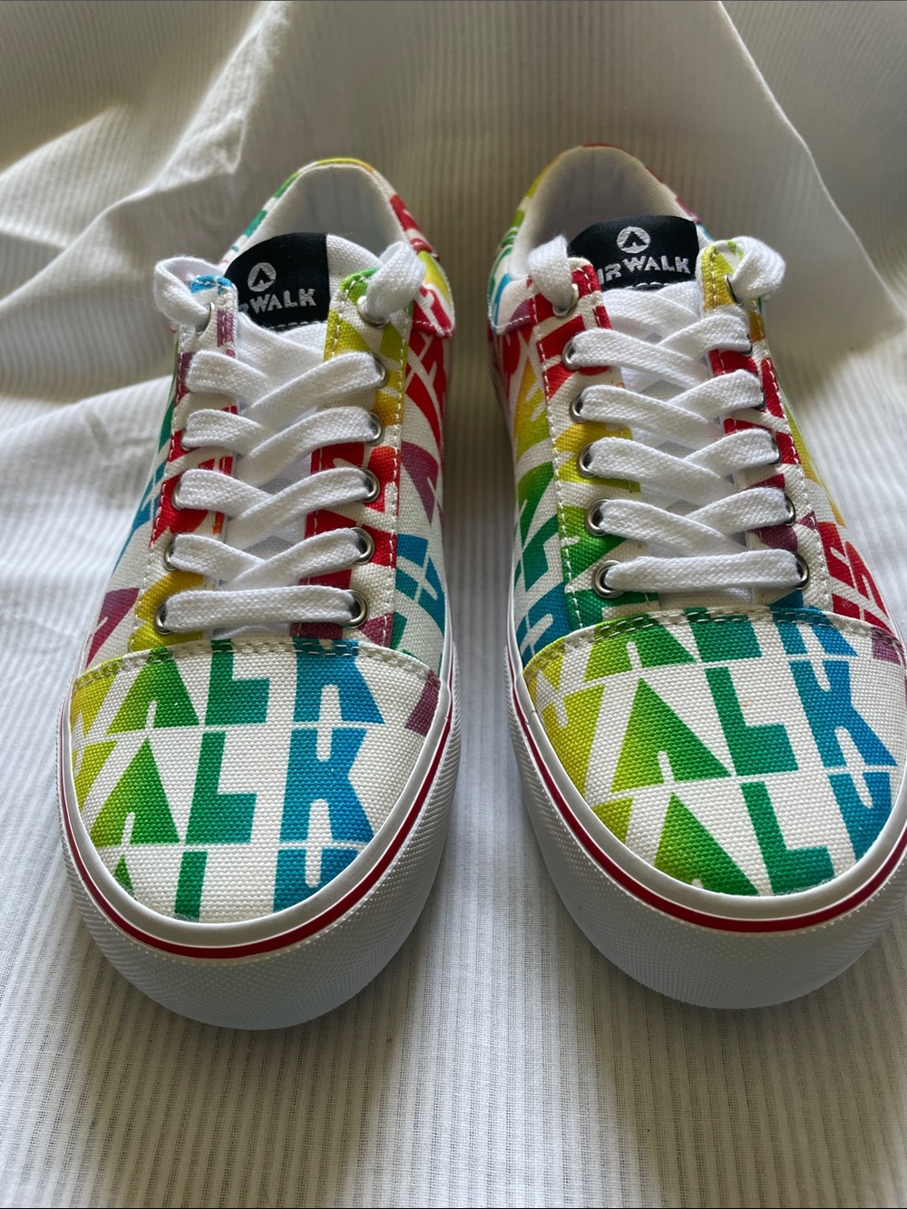 Airwalk White Canvas Sneakers with Rainbow 'AIRWALK' Logo